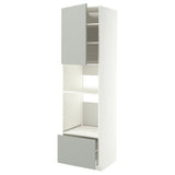 METOD / MAXIMERA high cabinet f built-in appliances, white/Havstorp light grey, 60x60x220 cm