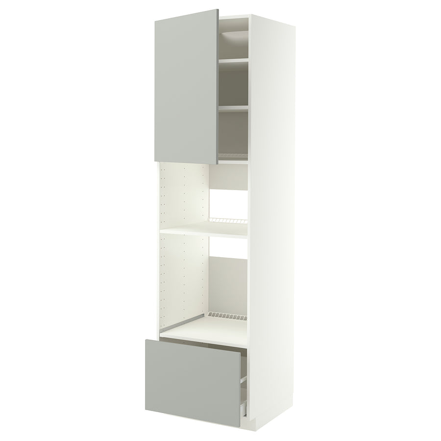 METOD / MAXIMERA high cabinet f built-in appliances, white/Havstorp light grey, 60x60x220 cm