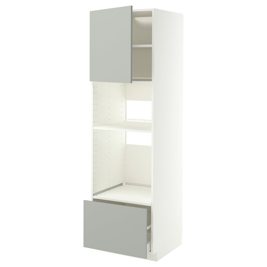 METOD / MAXIMERA high cabinet f built-in appliances, white/Havstorp light grey, 60x60x200 cm