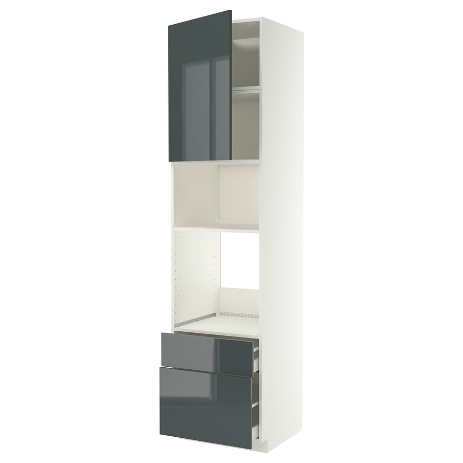 METOD / MAXIMERA high cabinet f built-in appliances, white/Kallarp high-gloss dark grey-green, 60.0x240.0x60.0 cm