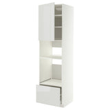 METOD / MAXIMERA high cabinet f built-in appliances, white/Ringhult light grey, 60x60x220 cm