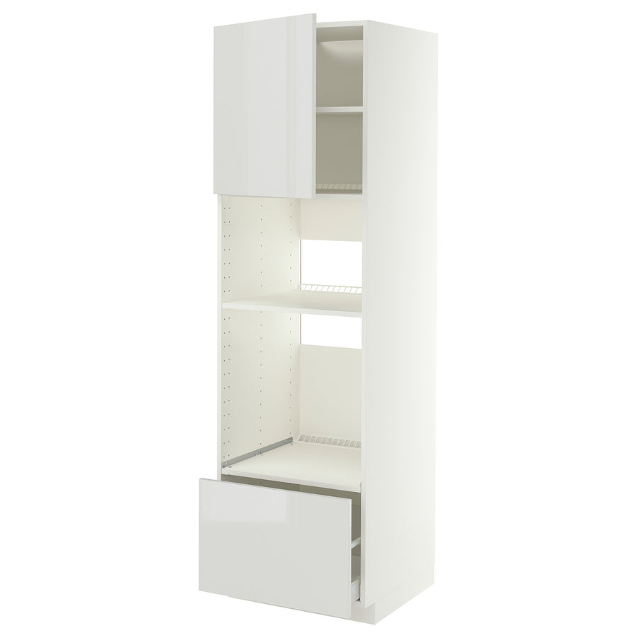 METOD / MAXIMERA high cabinet f built-in appliances, white/Ringhult light grey, 60x60x200 cm