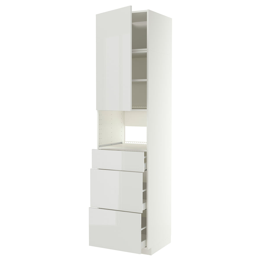 METOD / MAXIMERA high cabinet f built-in appliances, white/Ringhult light grey, 60x60x240 cm
