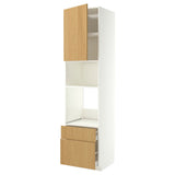METOD / MAXIMERA high cabinet f built-in appliances, white/Sinarp oak veneer, 60x60x240 cm