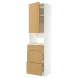 METOD / MAXIMERA high cabinet f built-in appliances, white/Sinarp oak veneer, 60x60x240 cm