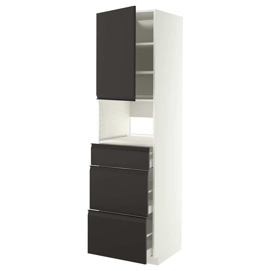 METOD / MAXIMERA high cabinet f built-in appliances, white/Upplöv matt anthracite, 60x60x220 cm