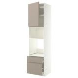 METOD / MAXIMERA high cabinet f built-in appliances, white/Upplöv matt dark beige, 60x60x240 cm