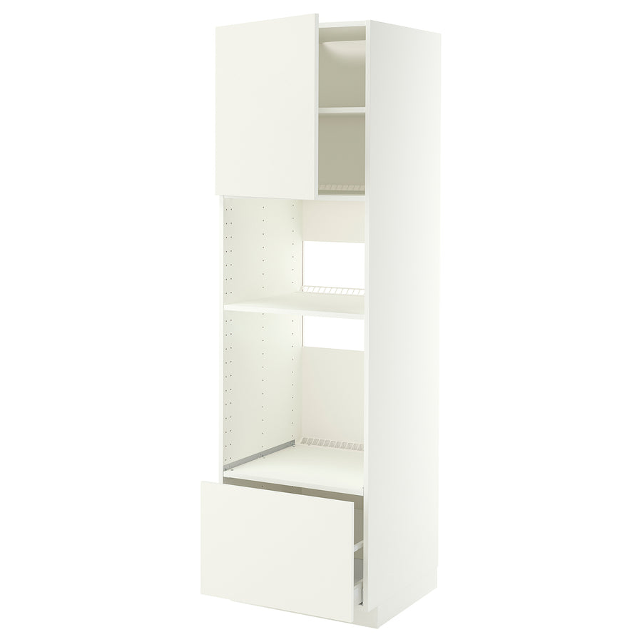 METOD / MAXIMERA high cabinet f built-in appliances, white/Vallstena white, 60x60x200 cm
