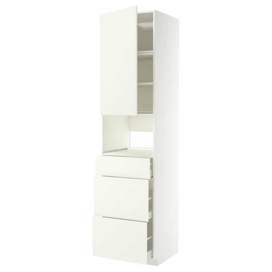 METOD / MAXIMERA high cabinet f built-in appliances, white/Vallstena white, 60x60x240 cm