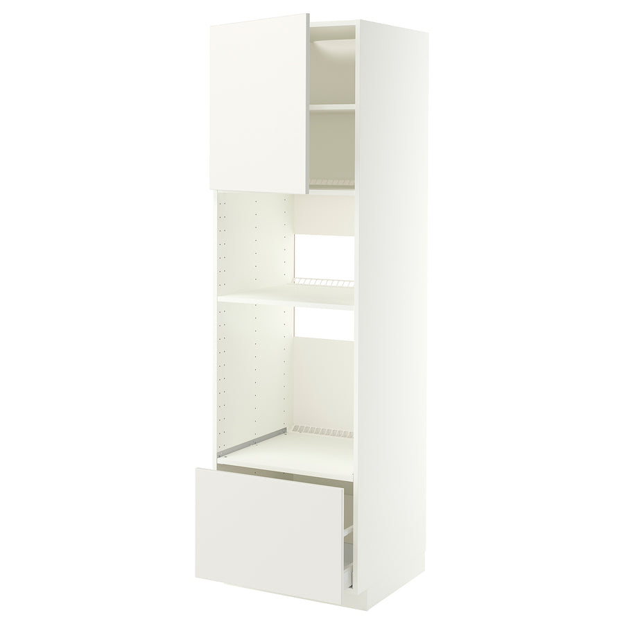 METOD / MAXIMERA high cabinet f built-in appliances, white/Veddinge white, 60x60x200 cm