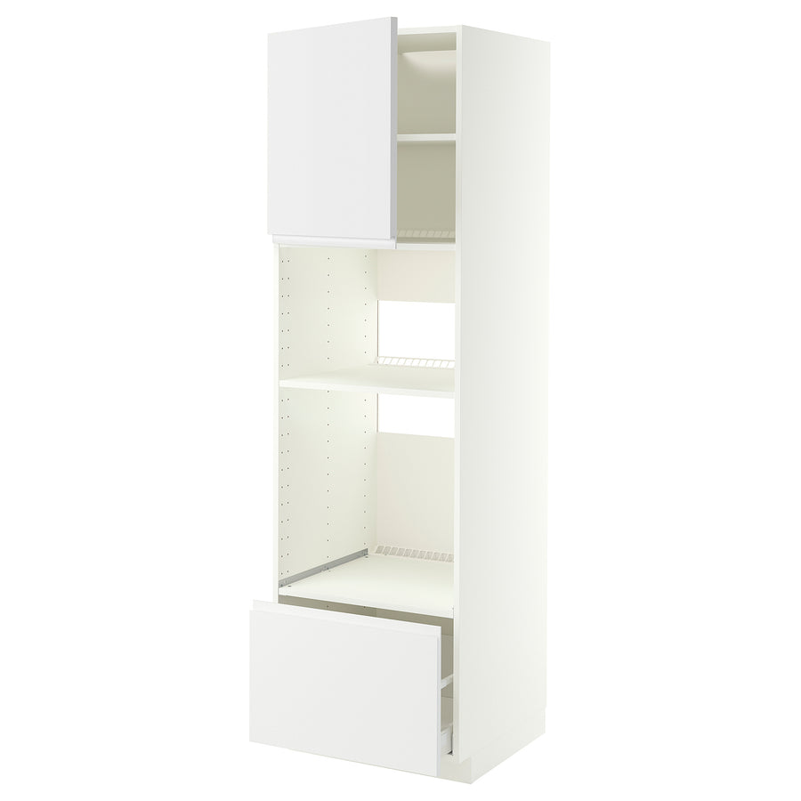 METOD / MAXIMERA high cabinet f built-in appliances, white/Voxtorp matt white, 60x60x200 cm