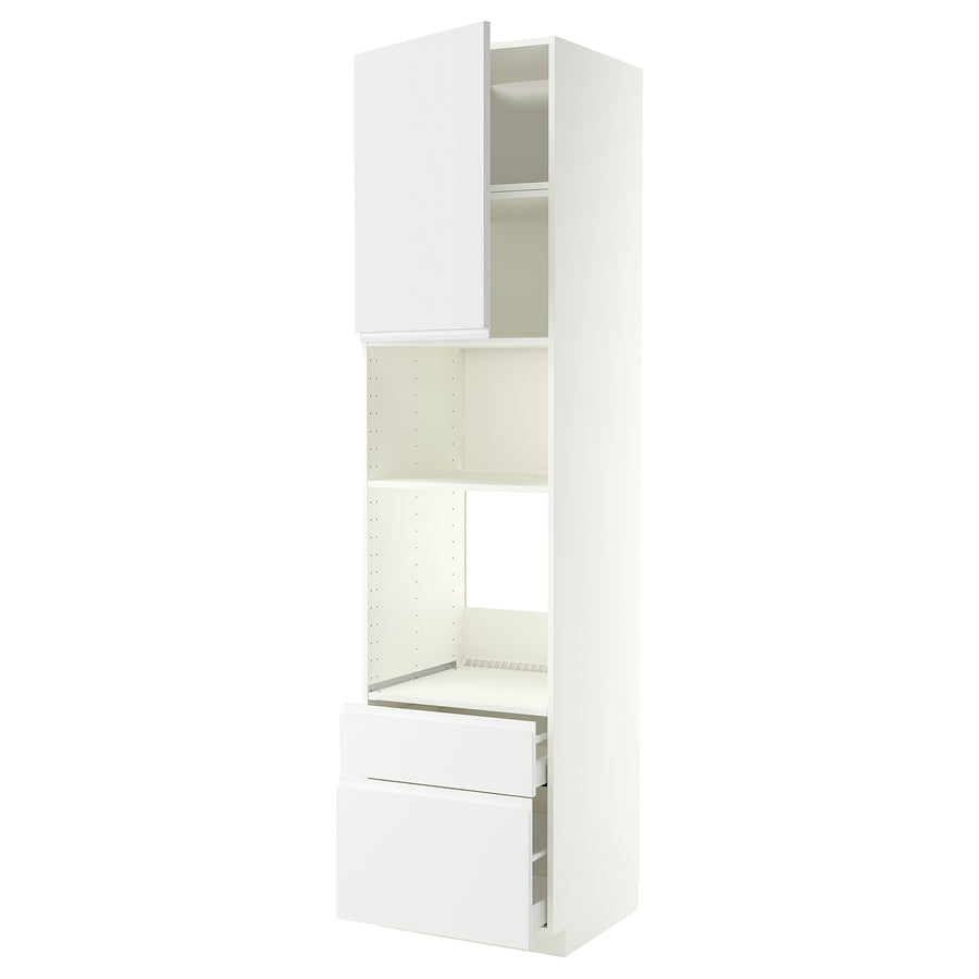 METOD / MAXIMERA high cabinet f built-in appliances, white/Voxtorp matt white, 60x60x240 cm