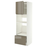 METOD / MAXIMERA high cabinet f built-in appliances, white/Voxtorp high-gloss dark grey-brown, 60x60x200 cm
