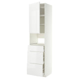 METOD / MAXIMERA high cabinet f built-in appliances, white/Voxtorp high-gloss/white, 60x60x240 cm