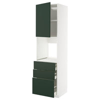 METOD / MAXIMERA high cab f oven w door/3 drawers, white/Havstorp deep green, 60x60x220 cm