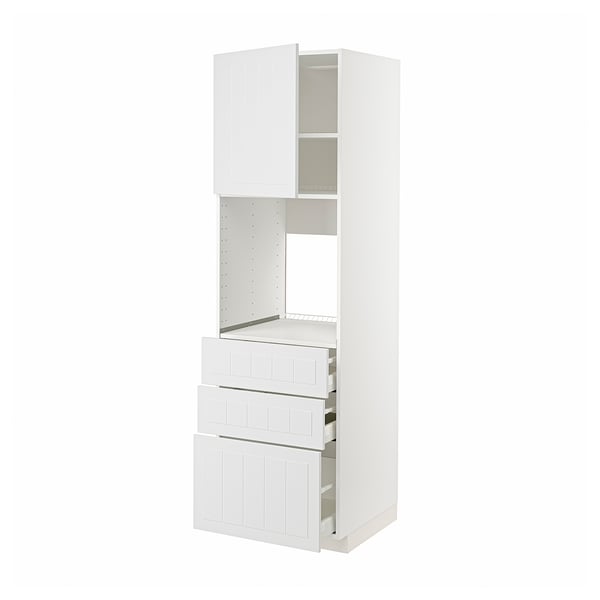 METOD / MAXIMERA high cab f oven w door/3 drawers, white/Stensund white, 60x60x200 cm
