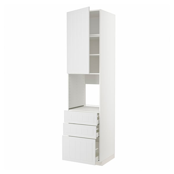 METOD / MAXIMERA high cab f oven w door/3 drawers, white/Stensund white, 60x60x240 cm