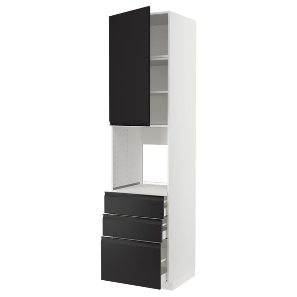 METOD / MAXIMERA high cab f oven w door/3 drawers, white/Upplöv matt anthracite, 60x60x240 cm