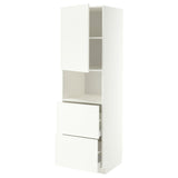 METOD / MAXIMERA hi cab f micro w door/2 drawers, white/Aspudden matt white, 60x60x200 cm