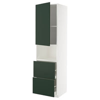 METOD / MAXIMERA hi cab f micro w door/2 drawers, white/Havstorp deep green, 60x60x220 cm