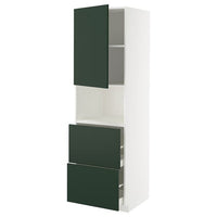 METOD / MAXIMERA hi cab f micro w door/2 drawers, white/Havstorp deep green, 60x60x200 cm