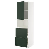 METOD / MAXIMERA hi cab f micro w door/2 drawers, white/Havstorp deep green, 60x60x200 cm