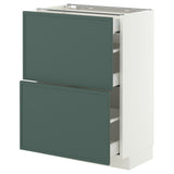 METOD / MAXIMERA base cab with 2 fronts/3 drawers, white/Aspudden dark grey-green, 60x37 cm