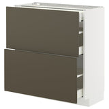 METOD / MAXIMERA base cab with 2 fronts/3 drawers, white/Havstorp brown-beige, 80x37 cm
