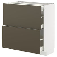 METOD / MAXIMERA base cab with 2 fronts/3 drawers, white/Havstorp brown-beige, 80x37 cm