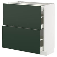 METOD / MAXIMERA base cab with 2 fronts/3 drawers, white/Havstorp deep green, 80x37 cm