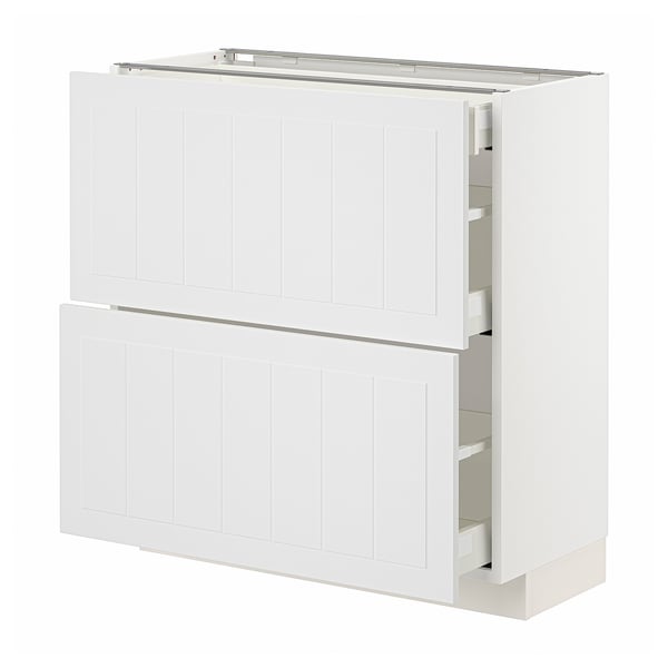 METOD / MAXIMERA base cab with 2 fronts/3 drawers, white/Stensund white, 80.0x80.0x37.0 cm