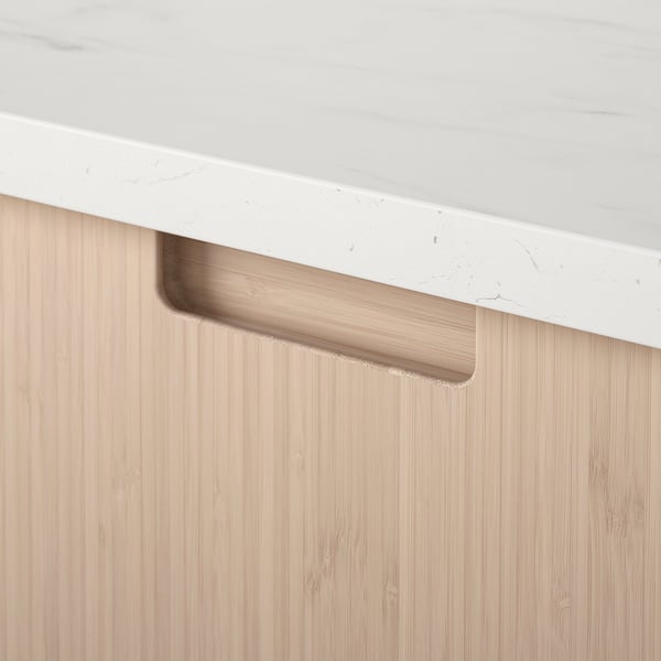 METOD / MAXIMERA base cab with 2 fronts/3 drawers, white/Fröjered light bamboo, 40x37 cm