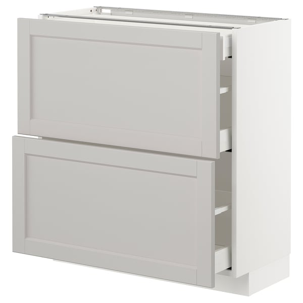 METOD / MAXIMERA base cab with 2 fronts/3 drawers, Width: 80.0 cmDepth: 39.5 cmHeight: 88.0 cmFrame depth: 37.0 cmFrame height: 80.0 cm