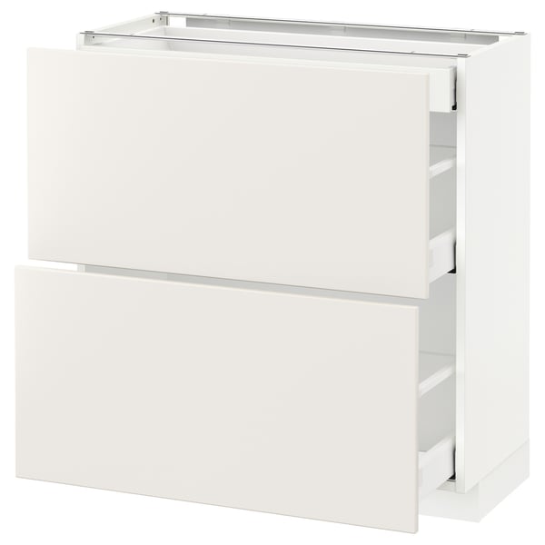 METOD / MAXIMERA base cab with 2 fronts/3 drawers, white/Veddinge white, 80x37 cm