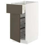 METOD / MAXIMERA base cab w wire basket/drawer/door, white/Havstorp brown-beige, 40x60 cm