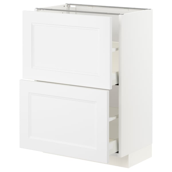 METOD / MAXIMERA base cabinet with 2 drawers, white/Axstad matt white, 60x37 cm