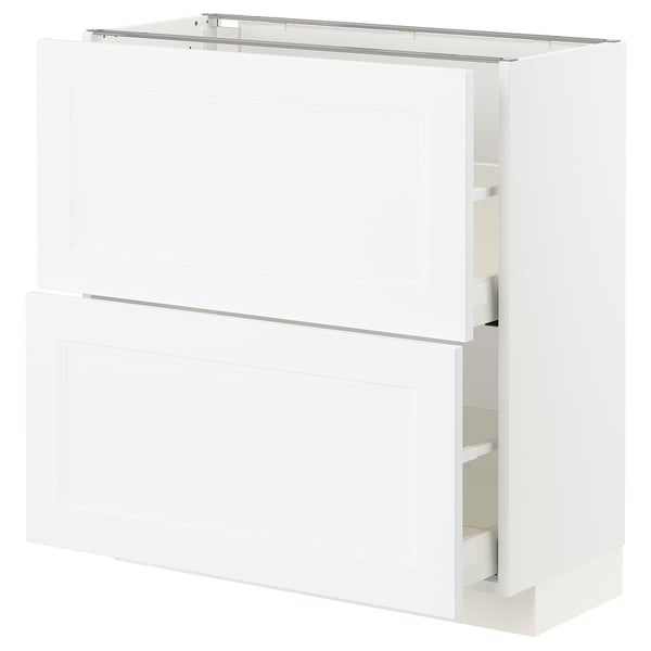 METOD / MAXIMERA base cabinet with 2 drawers, white/Axstad matt white, 80x37 cm