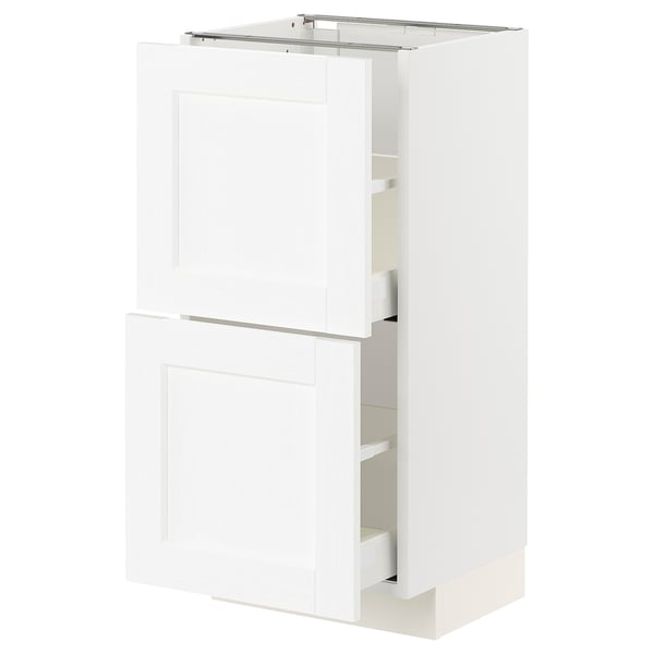 METOD / MAXIMERA base cabinet with 2 drawers, white Enköping/white wood effect, 40x37 cm