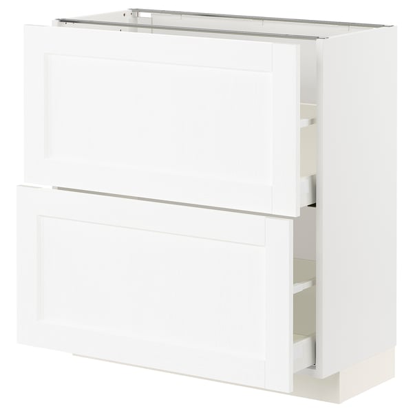 METOD / MAXIMERA base cabinet with 2 drawers, white Enköping/white wood effect, 80x37 cm
