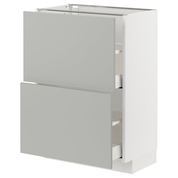 METOD / MAXIMERA - Base cabinet with 2 drawers, white/Havstorp light grey, 60x37 cm