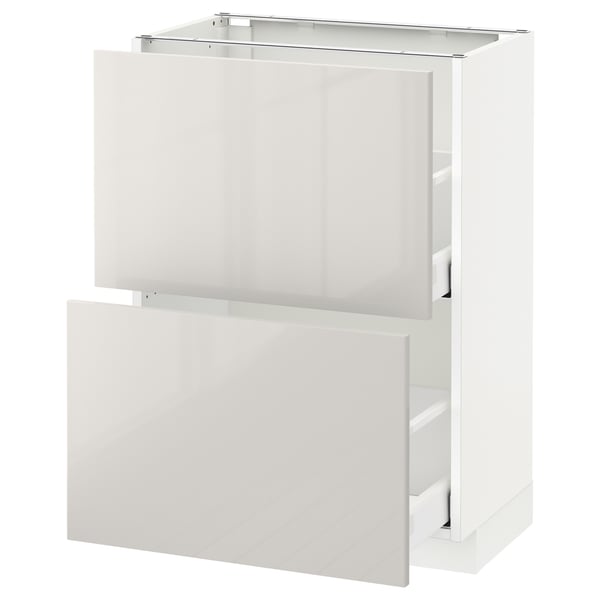 METOD / MAXIMERA base cabinet with 2 drawers, white/Ringhult light grey, 60x37 cm