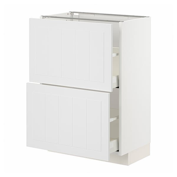 METOD / MAXIMERA base cabinet with 2 drawers, white/Stensund white, 60x37 cm