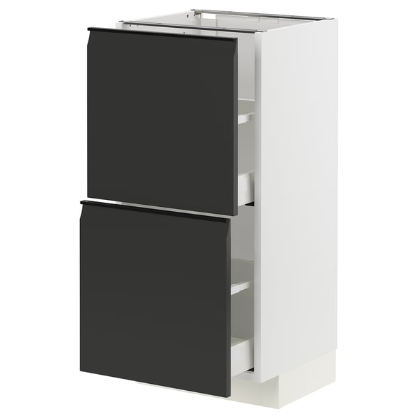 METOD / MAXIMERA base cabinet with 2 drawers, white/Upplöv matt anthracite, 40x37 cm