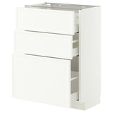 METOD / MAXIMERA base cabinet with 3 drawers, white/Aspudden matt white, 60x37 cm