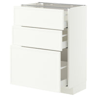METOD / MAXIMERA base cabinet with 3 drawers, white/Aspudden matt white, 60x37 cm