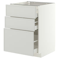 METOD / MAXIMERA base cabinet with 3 drawers, white/Aspudden light grey, 60x60 cm