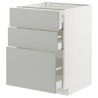 METOD / MAXIMERA base cabinet with 3 drawers, white/Havstorp light grey, 60x60 cm
