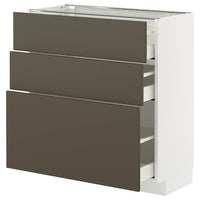 METOD / MAXIMERA base cabinet with 3 drawers, white/Havstorp brown-beige, 80x37 cm