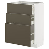 METOD / MAXIMERA base cabinet with 3 drawers, white/Havstorp brown-beige, 60x37 cm