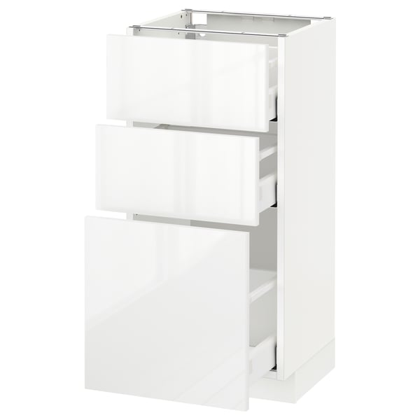 METOD / MAXIMERA base cabinet with 3 drawers, white/Ringhult white, 40x37 cm